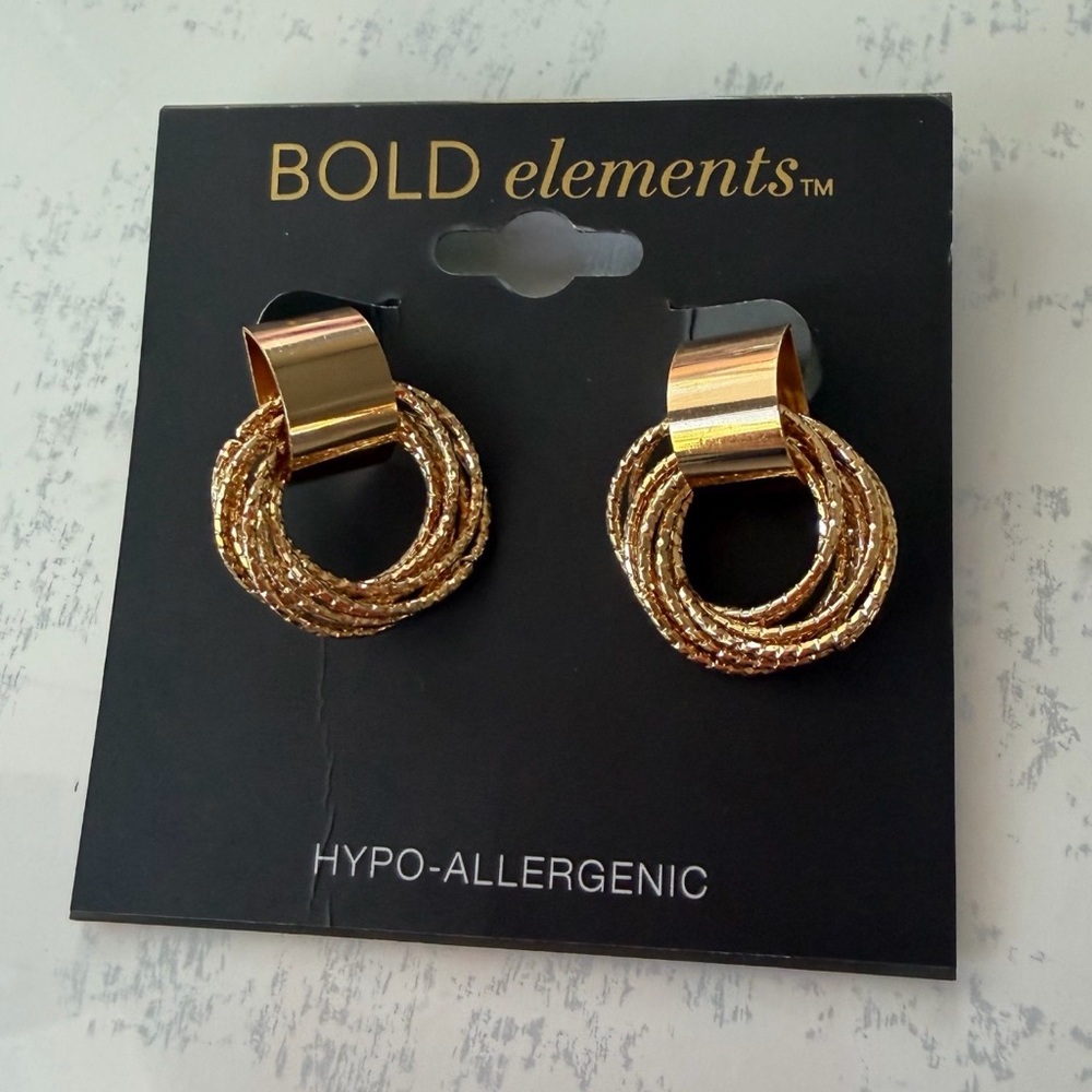 Bold Elements Twisted Gold Earrings - image 2